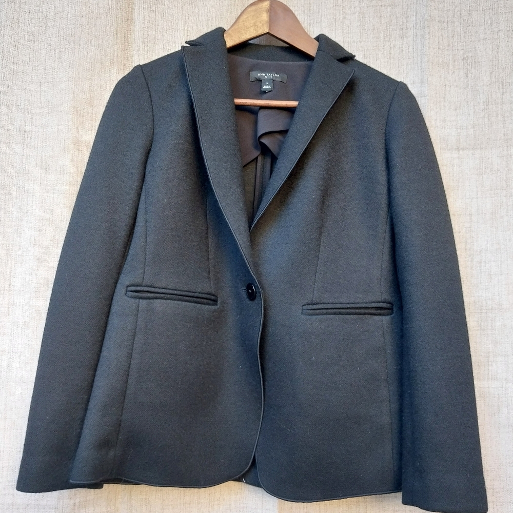 Black Ann Taylor Wool Blend Blazer Jacket